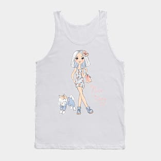 Girl in dress with dog Tank Top